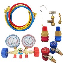 매니폴드 게이지 압력 게이지 매니폴드 압력계 냉매 air condition refrigeration set air conditioning tools manifold for, 세트 4