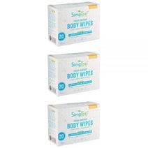 Simpleaf 바디 물티슈 린스 프리 - XL 30.5 x 30.5cm(12 12인치) 샤워 친환경 파라벤 알코올 저자극성 목욕 물티슈에 안전 성인용 헹굼 필요 없음 (3 20개