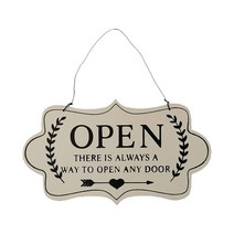 THE VEDO SHOP 양면 OPEN/CLOSE 나무 상패 사인 도어 교수형 상패 장식, 화이트