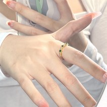 다이아몬드 경사 에메랄드 고급감 소중 디자인감 심플 반지 지르코늄 개구멍 검지 반지