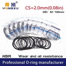 오링 o-ring 10 개/몫 검정색 NBR 씰링 O-링 CS2mm OD52/54/55/56/5860/62/65/68/70/75/78/80/85/90/92/95/100*2mm 고무, OD95xID91xCS2mm, 2mm