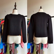 유니폼블라우스 라운드넥 롱 소매 풀오버 후드 상의 OL 뒷지퍼 배가리고 슬림해보이는 이너 도톰 시폰 여성 4805613361