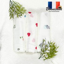 프랑스 보니숑 무형광 거즈블랭킷 아기담요 신생아블랭킷 유모차담요, 거즈블랭킷-루비하트(무형광)