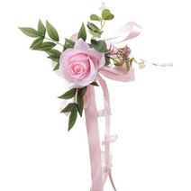 벤치의자 식탁 야외 실내 결혼식 통로 의자 장식 흰색 장미 꽃 뒷면 잎 리본 교회 벤치 Pew 행사, 01 Pink_01 1pcs