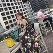 와드팩토리 여름 카드무늬 바캉스 롱 원피스 여행