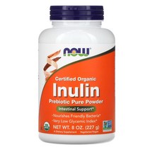 NOW Foods Certified anic Inulin Prebiotic Pure Powder 8 oz (227 g), 1 lb