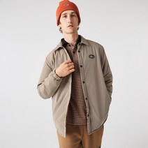 라코스테 체크 프린트 방수 오버셔츠 아우터형 베이지 재킷 상의 Check Print Water-Repellent Overshirt