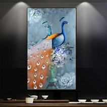 보석십자수 100X175cm 공작새 대형 거실용 큐빅 십자수, one color