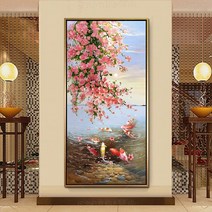 아트미니 보석십자수 꽃나무 비단잉어 화조도 비즈십자수 풍경 동물 취미 세트, 50x100cm