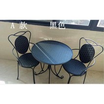 빈티지 앤틱 북유럽 고급스러운 녹슨 녹 베란다 카페 감성 테이블 접이식 야외 실내 테라스 발코니 거실 마당 옥상 오래된 입식 옛날 느낌 등받이 있는 의자 감성 철 세트 하비리아, A타입(테이블 1개 의자 2개) 블랙