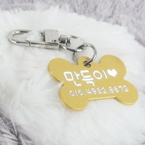 왈가독 강아지 고양이 무료각인 키링 인식표 이름표 D형고리형 (뼈다귀형), B01.뼈다귀형-골드