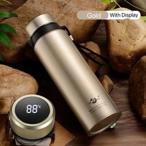 스마트 보온병 온도표시 차 여행용 대용량 스테인레스 스틸 420-1800ml 단열 물병 추위와 따뜻하게 유지, [08] 1500ml, [06] Gold-smart Led
