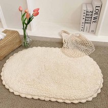 패드랑 코튼 레이스 면 크로쉐 욕실 현관 주방 인테리어 발매트, 아이보리