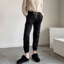 퍼니걸스 1598 기모 허리 밴딩 무지 조거 핀턱 팬츠 여성의류