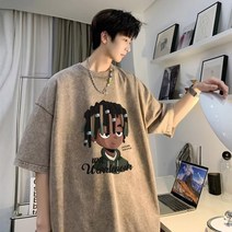 순면 200g 워싱 구제 오리지널 퀄리티 청춘 트렌디 일본 티셔츠 패션 브랜드 패션 코디