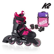 [10%쿠폰/카드할.인][K2] 모토핑크 아동인라인 5단계 사이즈조절 가방+보호대[세미], 02_M [195~230mm], 01_가방보호대 [핑크]