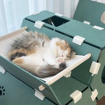 파파냥 캣 놀이터 육각 3단 고양이 숨숨집 대형 조립식 모듈 해먹 캣타워 하우스 겸용, 디럭스, 오렌지