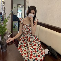 스모크 나시 원피스 여름 꽃무늬 하와이 동남아 옷 시원한 여행용 빅사이즈 30대 롱 SY