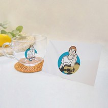 [맞춤제작] 일러스트 드로잉 유리컵 + 엽서 세트 (시리얼볼) 홈카페 집들이선물 기념일 신혼부부, 기본 1-2인 라인만, 선물포장 없음, 동일 디자인 추가