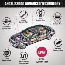 배관누수 누수탐지 감지기 Ancel S3000 자동차 연기 누출 감지기 진단 도구 12V 수리 오토바이 배기 가스, 한개옵션0
