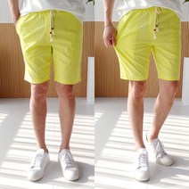 로니제이 남자 여름 워싱 린넨 마 스판 빅사이즈 5부 밴딩 반바지