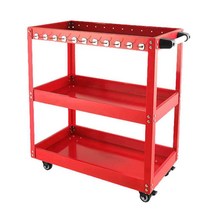 이동식 공구 카트 자동차정비함 공구진열대 정리대, 업 브레이크 휠 대형 블루 블랙 슬롯 부품상자