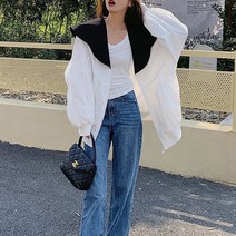 POMTOR 래쉬가드 여 봄여름 루즈핏 날씬해 보이는 야구복 코트 얇은