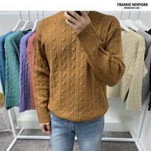 프랭키뉴욕 프랭키뉴욕 남자 니트 꽈배기 아크릴 라운드넥_IS9FKN01
