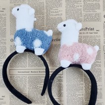 뉴띵크 인생네컷 동물 알파카 머리띠 인싸 파티 소품 선물 놀이동산, 핑크