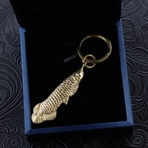 쿠칭아일랜드 재물운 황동 열쇠고리 키링 자동차 키홀더 가방 장식 잉어 엽전쥐 삼족두꺼비 황소 호리병 돼지, 잉어(골드)