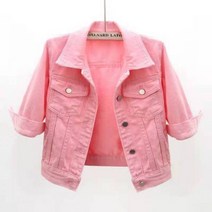 봄 코튼 크롭 숏 데님 포켓 캐주얼 카라 자켓 쓰리 쿼터 슬리브 진 편안한 코트 Chaqueta Vaquera Mujer Veste Jeans Femme