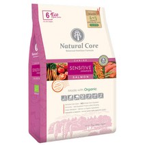 [네츄럴코어] 유기농에코6 센시티브솔루션 (연어/전연령견) 중간입자 2kg, 1kg, 1개