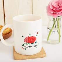 디자인아지트 땡큐카네이션 주문제작 머그컵 일반머그 312ml, 화이트
