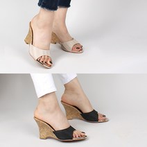크리스제이 9센티 여성 주름슬리퍼 웨지슬리퍼