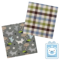 해피코튼 쁘띠스카프 2종 Gift, 사막여우그레이+체크블루그린