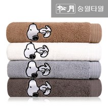 송월타월 스누피 리버 수건 145g 40수 면사, 회색, 4개