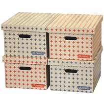 올리빙 크로스 트렁크 종이정리함 4종 세트 32 x 41 24.5 cm, 오렌지, 1개