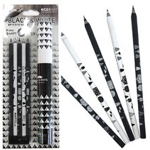 (에코아이) 블랙엔화이트 연필 5본입 원통세트 PSD-65620 연필 색연필 종이연필