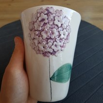 여주도예촌 수국롱머그400ML 머그컵, 보라