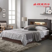 라자가구 BEST 크림슨 아이크 LED 조명 침대 + 9존 독립매트리스 라텍스 서랍, 02.아이크LED 평상형침대세트_Q_초코