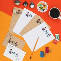 후아미 슈퍼맨&원더우먼 미니미 제작편지지 15 * 21cm 점선 편지지/세트, 혼합 - 편지지 10매