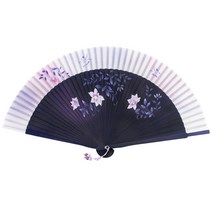 (국내제작)고급 실크 대나무부채(목련꽃)＋부채집 매듭증정