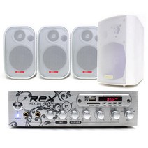 REX RX-202 매장용 앰프스피커세트, 화이트, 매장패키지 RX-202 + 503W 스피커 4개