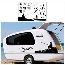 [지현카닷컴] 자동차 스티커 - 캠핑 카라반 데코세트-5, 검정