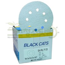 BLACK CATS 5인치사포 8홀 220빵-100장 벨크로타입 찍찍이 연마페이퍼 핸드그라인더용사포 뻬빠 빼빠 페파 연마지사포 220방