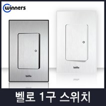위너스[벨로]콘센트 스위치 유니트 모듈라 맹커버 보조대 플레이트, 01-1 1구스위치(실버), 1개