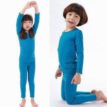 올챙이 에어로웜_블루 아동 주니어 보온 기모내의 상.하의 기능성 실내복
