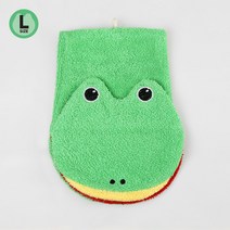 휼니스 오가닉코튼 목욕장갑 개구리 L size 유아 스펀지목욕장갑