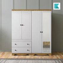 케이컴퍼니 에스더1600TM거울장롱세트(투서랍옷장+거울장) 장롱세트, 오크화이트-A(투서랍옷장+거울옷장)