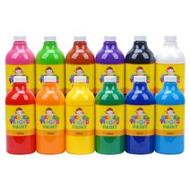 키즈 핑거페인트 1000ml 12색 세트 / 키즈맘아트 유아물감 핑거물감 핸드페인팅 바디페인팅 형광 유아 물감 미술 오감 촉감 발달 놀이 드로잉카페 키즈카페 집콕 엄마표미술 홈스쿨, 1세트